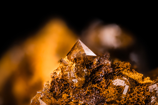 macro shooting of collection natural rock - crystal of gypsum mineral stone