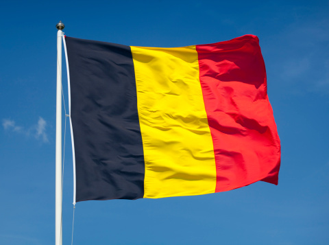 Belgium flag waving in the wind.