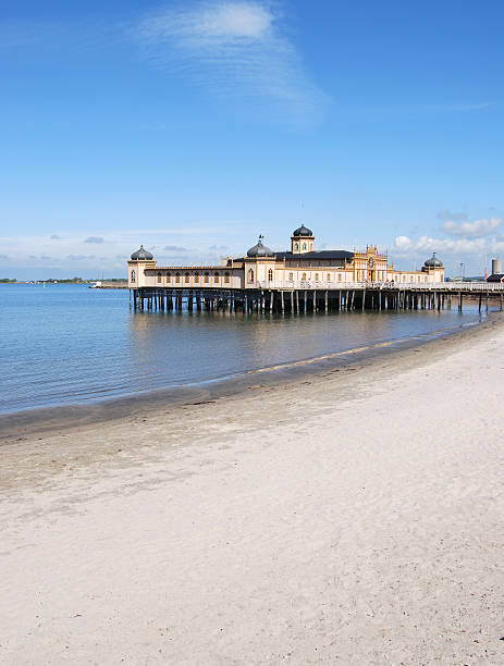 Bath house in Varberg, Sweden stock photo