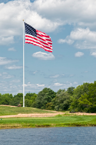 Large American Flag Overlooking a New Jersey Golf Course ...