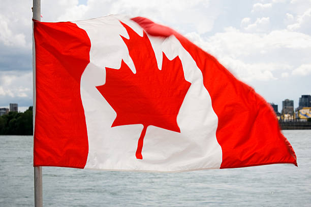 istock Canadian Flag overlooking Montreal 174691825