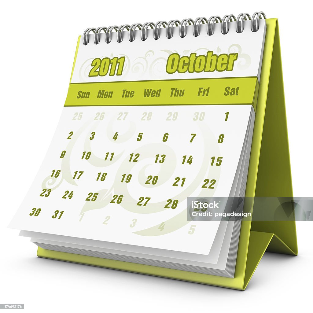 eco calendrier octobre 2011 - Photo de Blanc libre de droits