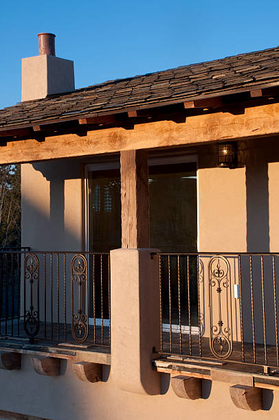 istock Stucco style porch with elegant railing 174692217