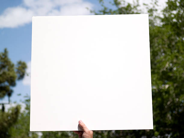 istock Hand holding a blank sign high in the air 174692271