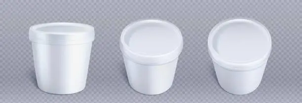 Vector illustration of Ice cream package, white plastic container