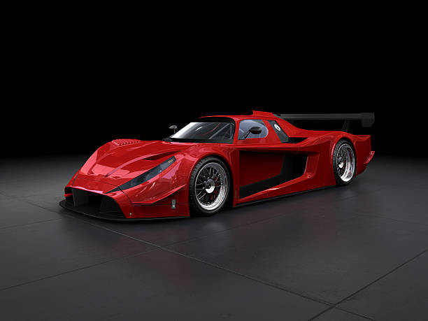 istock Red sport car on black background 174692605