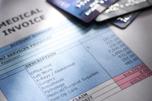 Credit Cards sitting on a medical bill.To see more of my medical images click on the link below