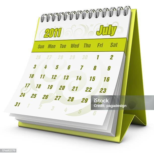 Eco Calendario De Julio De 2011 Foto de stock y más banco de imágenes de Blanco - Color - Blanco - Color, Calendario, Carpeta de anillas