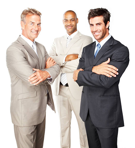 istock Smiling businessmen standing together 174693014