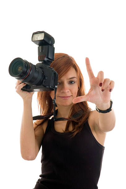 istock photographer girl on white background 174693097