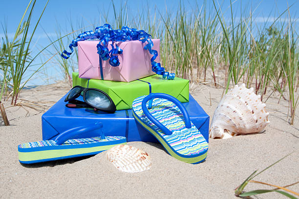 Gifts on Beach stock photo