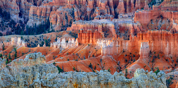 Closeup of rich colors, layers and textures of red rock in Utah