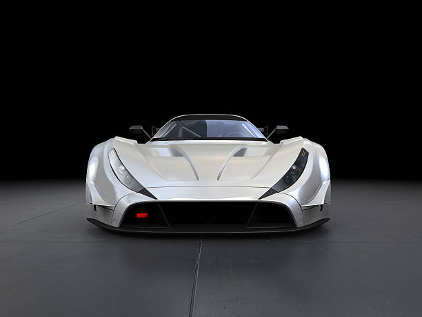 istock Silver sport car on black background 174694101