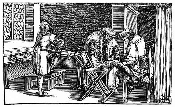Alemão Cirurgião circa do século XVI - ilustração de arte em vetor