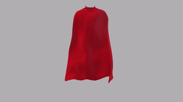 Red superhero cape waving.