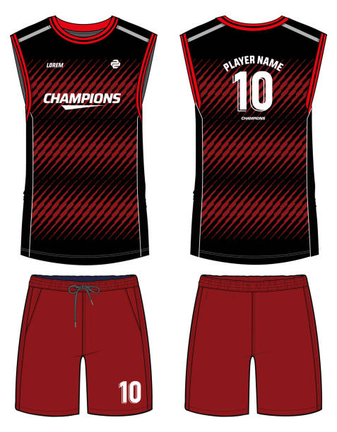 illustrations, cliparts, dessins animés et icônes de gilet de maillot de basket-ball débardeur sans manches avec modèle d’illustration de croquis plat de conception de kit de short, concept de maillot de sport de course avec vue avant et arrière pour maillot et kit de course pour hommes et femmes - sans manches