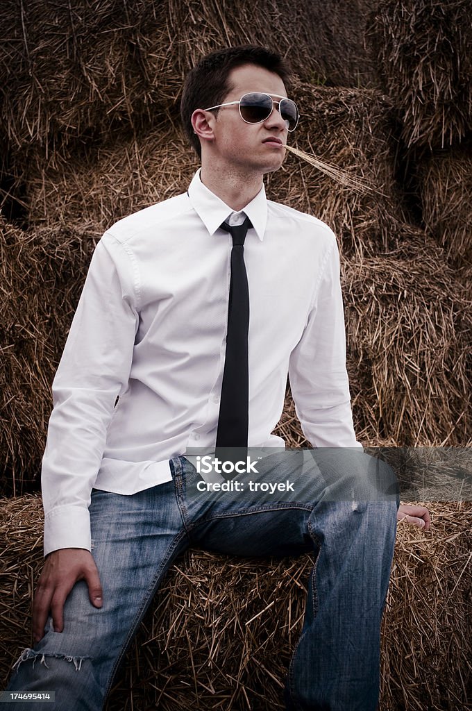 세로는 젊은 남자 사업가 필드에 - 로열티 프리 갈색 스톡 사진