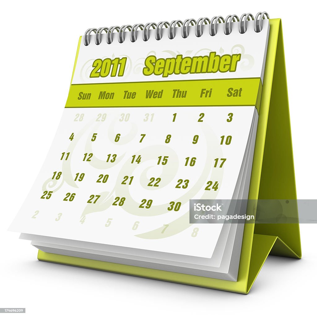 eco-Kalender September 2011 - Lizenzfrei Aktenordner Stock-Foto