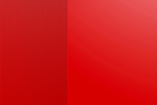 Front view abstract striped and smooth red wall background with copy space