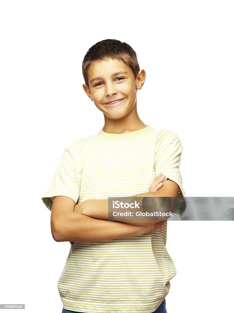 Linda niño feliz con brazos cruzados - Foto de stock de 8-9 años libre de derechos