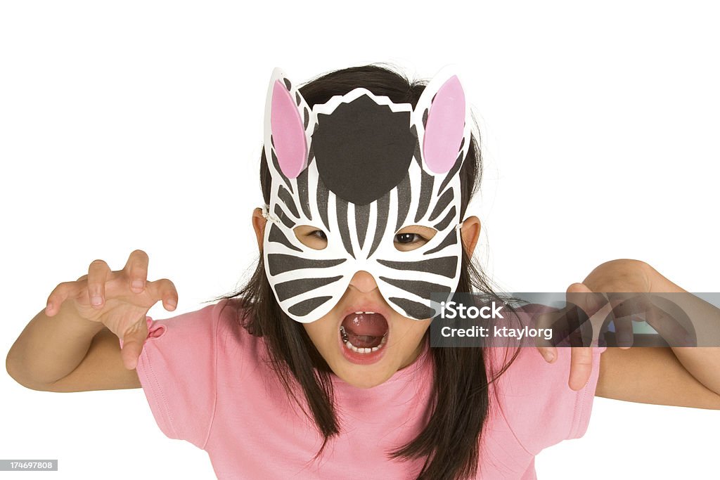 Gesto con máscara de cebra - Foto de stock de 6-7 años libre de derechos