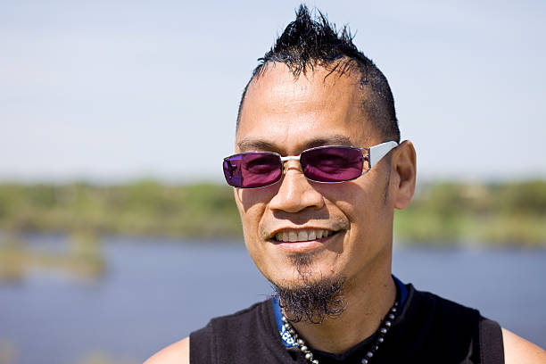 Portrait of a young at heart mature adult man with sunglasses.