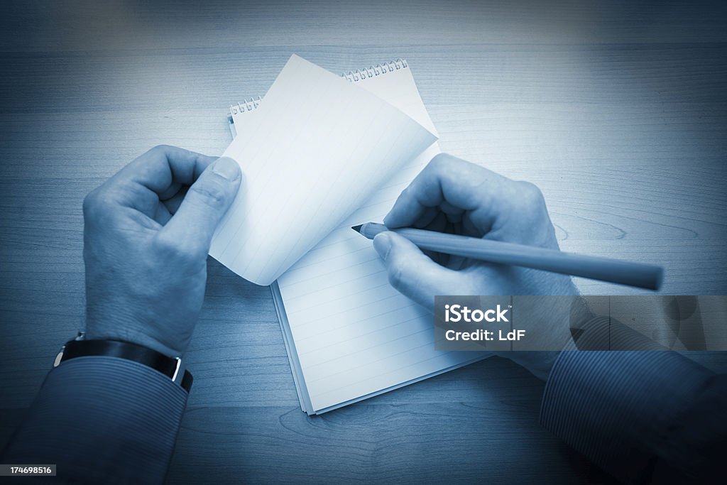 Note Write Thumb Hands Writing A Note Stock Photo - Download Image Now - Arts Culture ...