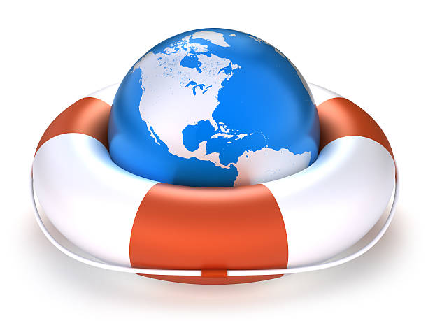 istock Earth in Lifebuoy - isolated with clipping path 174698831