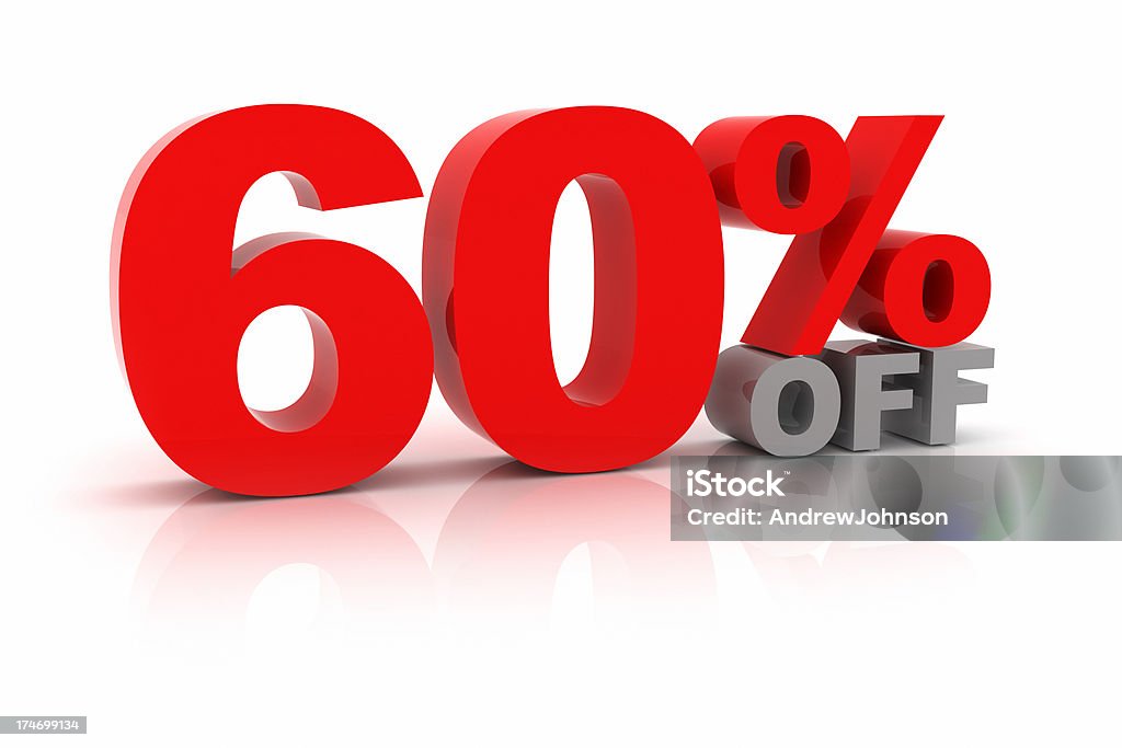 60 por cento de desconto - Foto de stock de Tridimensional royalty-free
