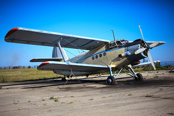 istock propeller aircraft standing on the runway 174699205