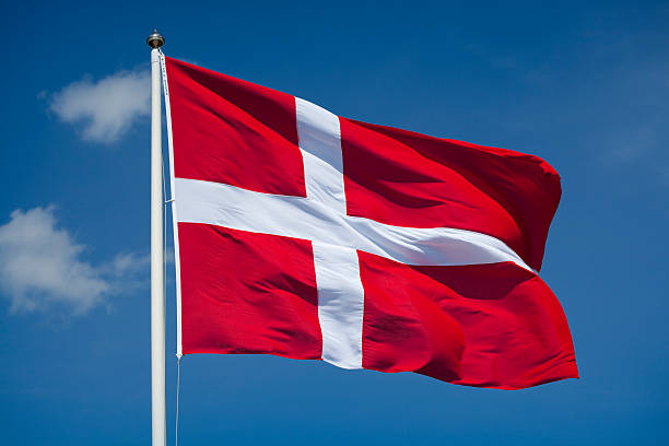 dänische flagge - danish flag stock-fotos und bilder