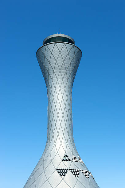 Air traffic control tower in Edinburgh, Scotland stock photo