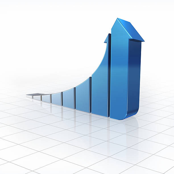 istock Blue bar graph made out of arrows 174700349