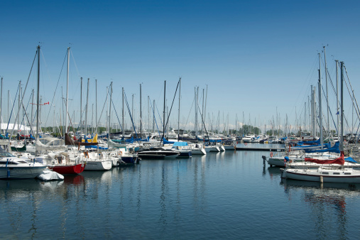 Moored Sailboats Boats at a Yacht Club