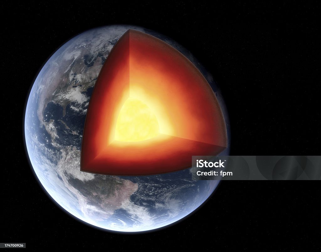 Earth Section Royalty free 3d rendering of a photorealistic earth with a slice cut out. Realistic illustration with visible core. Earth's Core Stock Photo