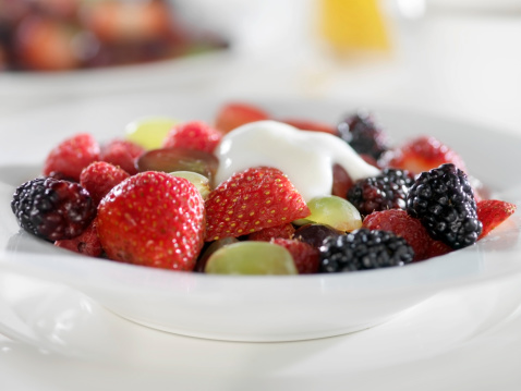 Mixed Berries with Yogurt in a Bowl -Photographed on a Hasselblad H3D11-39 megapixel Camera System