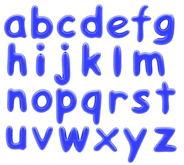 alphabet on white background. Comic font.