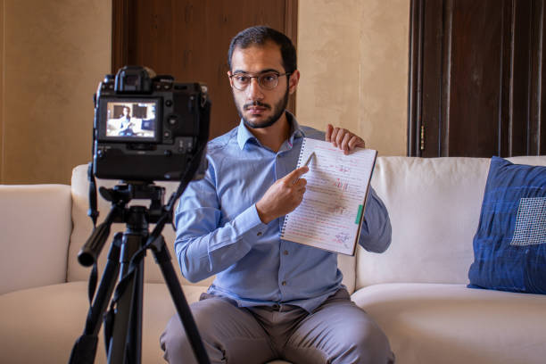istock Young arabic man conducting a seminar from home 1747016400