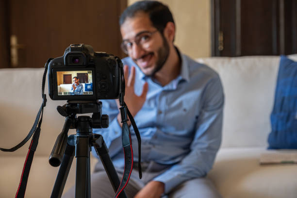 istock Young arabic man conducting a seminar from home 1747017025