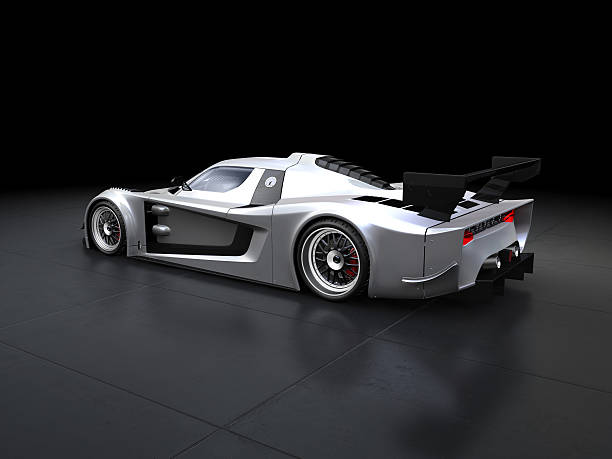 istock Silver sport car on black background 174702260