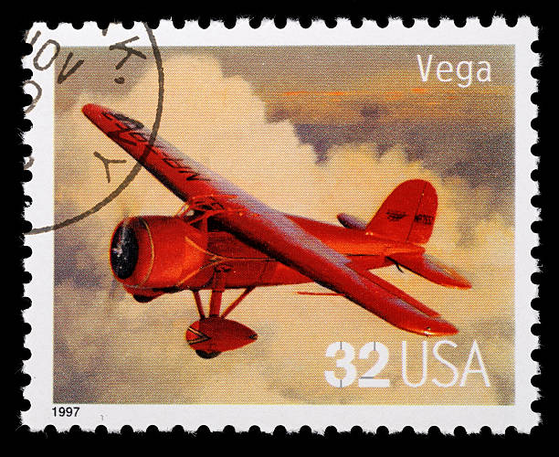 istock Vintage airplane stamp. Vega aircraft. 174702310
