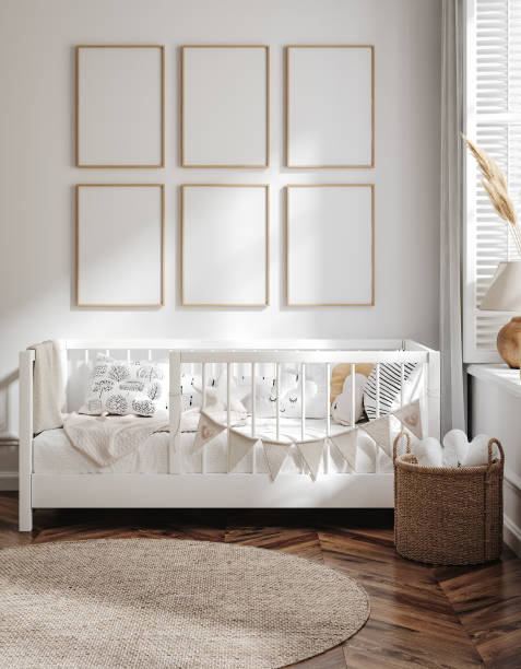 istock Mock up frame in unisex children room interior background 1747024374