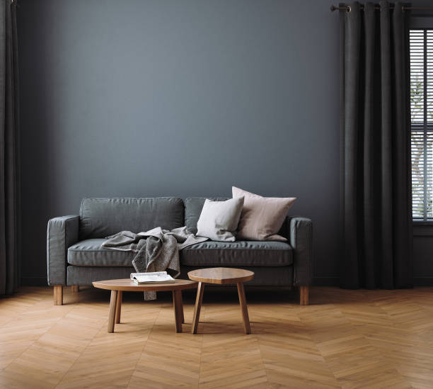 istock Cozy dark living room interior background 1747026055