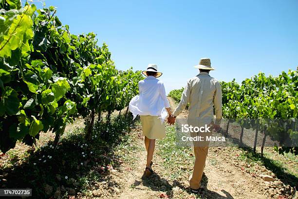 Paar Auf Einem Weingut Stockfoto und mehr Bilder von Weinberg - Weinberg, Paar - Partnerschaft, Gehen