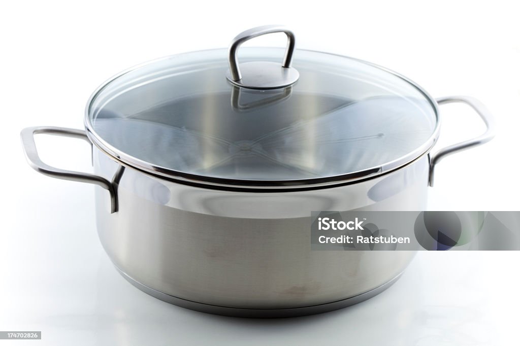 Pots Stainless Steel Pots Boiling Stock Photo