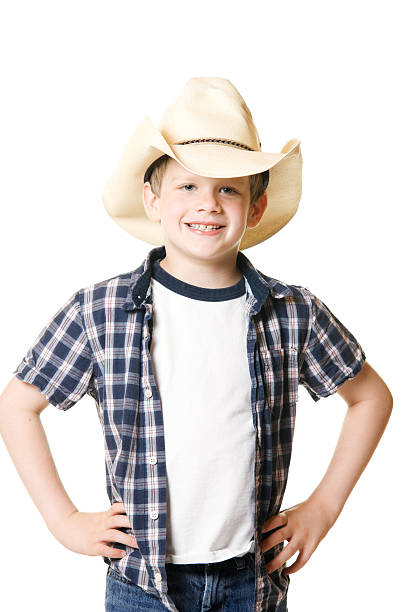 istock Child in Cowboy Hat and Plaid Shirt 174702948