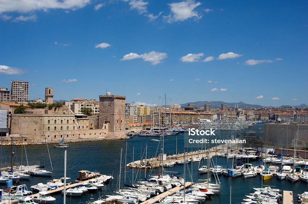 A view of the port of Marseille in France with boats Marseille port Marseille Stock Photo