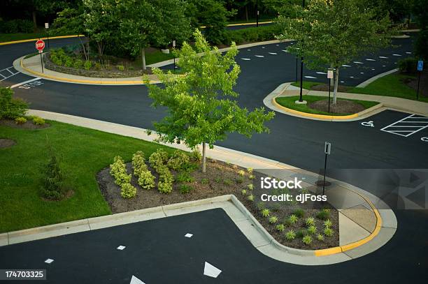Office Parking Lot Stock Photo - Download Image Now - Office, Parking Lot, Landscaped