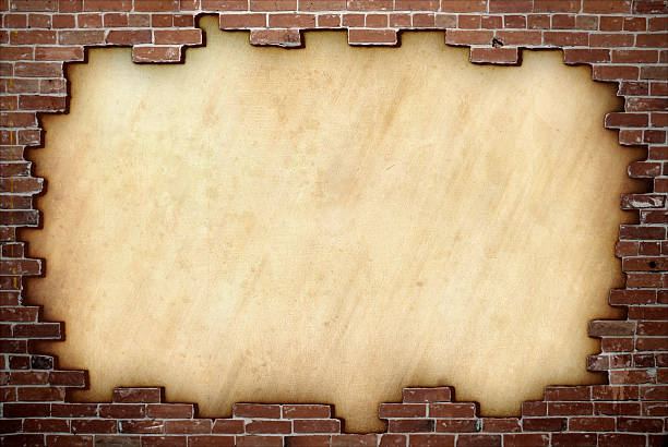 Red brick frame on paper stock photo