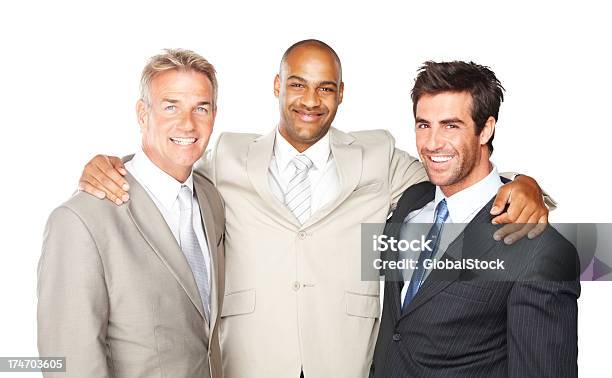 Happy Business Colleagues Standing Together Stock Photo - Download Image Now - 20-24 Years, 40-44 Years, 40-49 Years